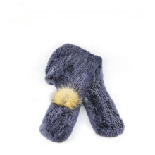 Winter Knitted Hat Soft Rex Rabbit Fur Hats Scarf Dual-Use Winter Warm Beanie Cap